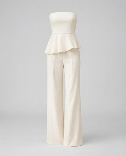 Low-Necked Blouse & Straight-Leg Trousers Set