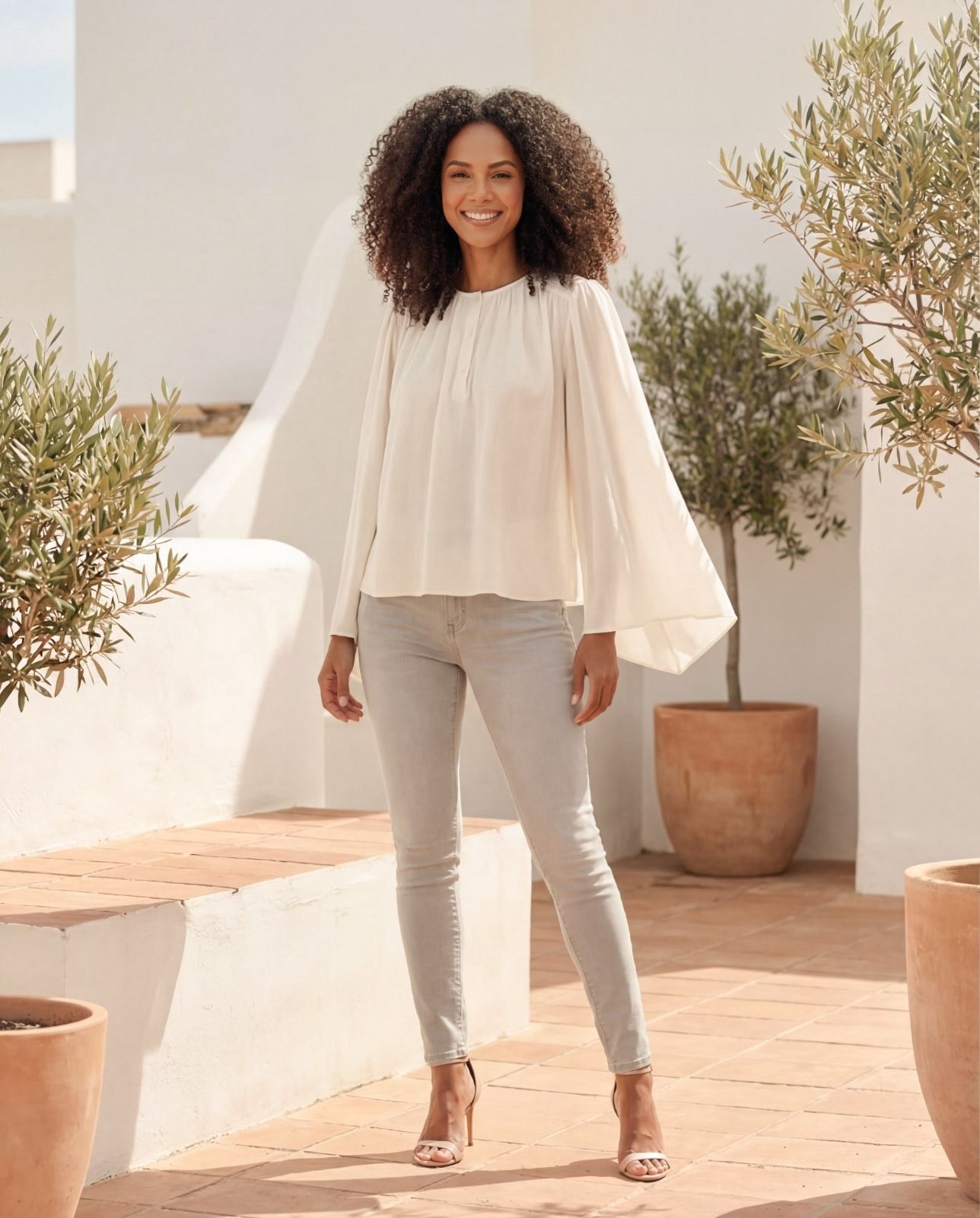 Ruffle Blouse Flare Sleeve